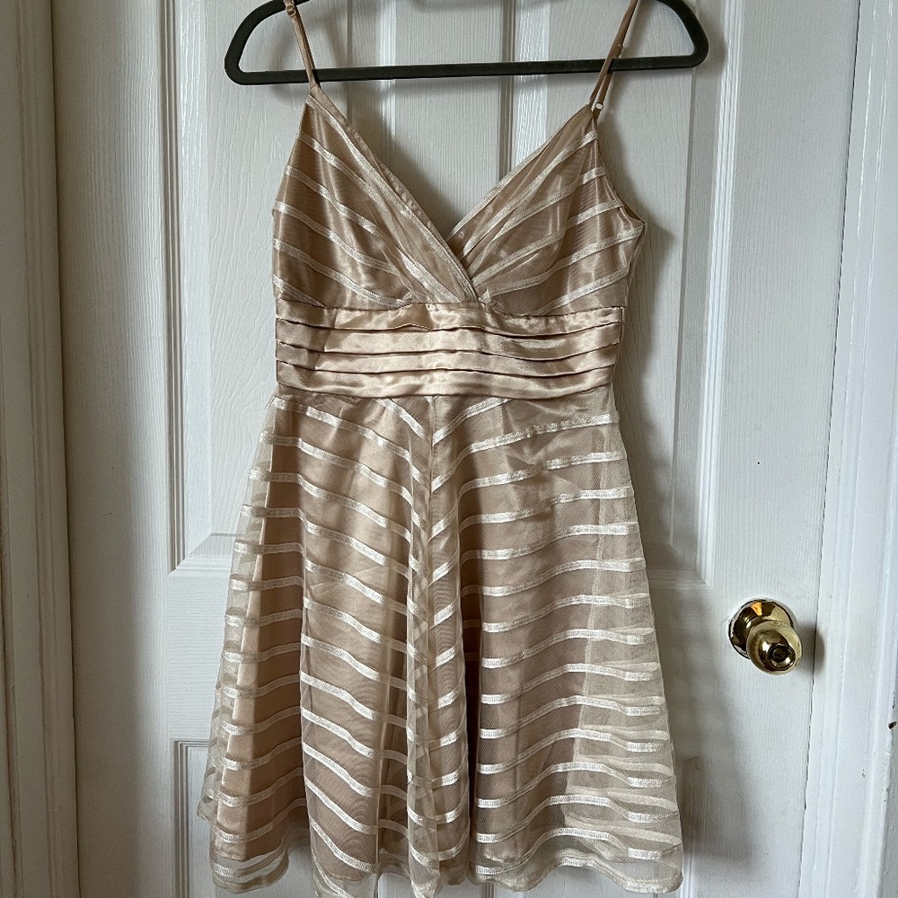 Gold Classy Sequin and Satin Cocktail Dress- Size Small